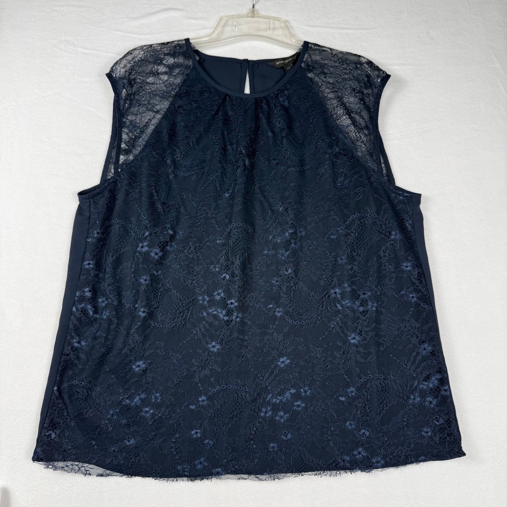 Banana Republic Lace Top LP Navy‎ Blue Romantic Cocktail Whimsygoth Floral